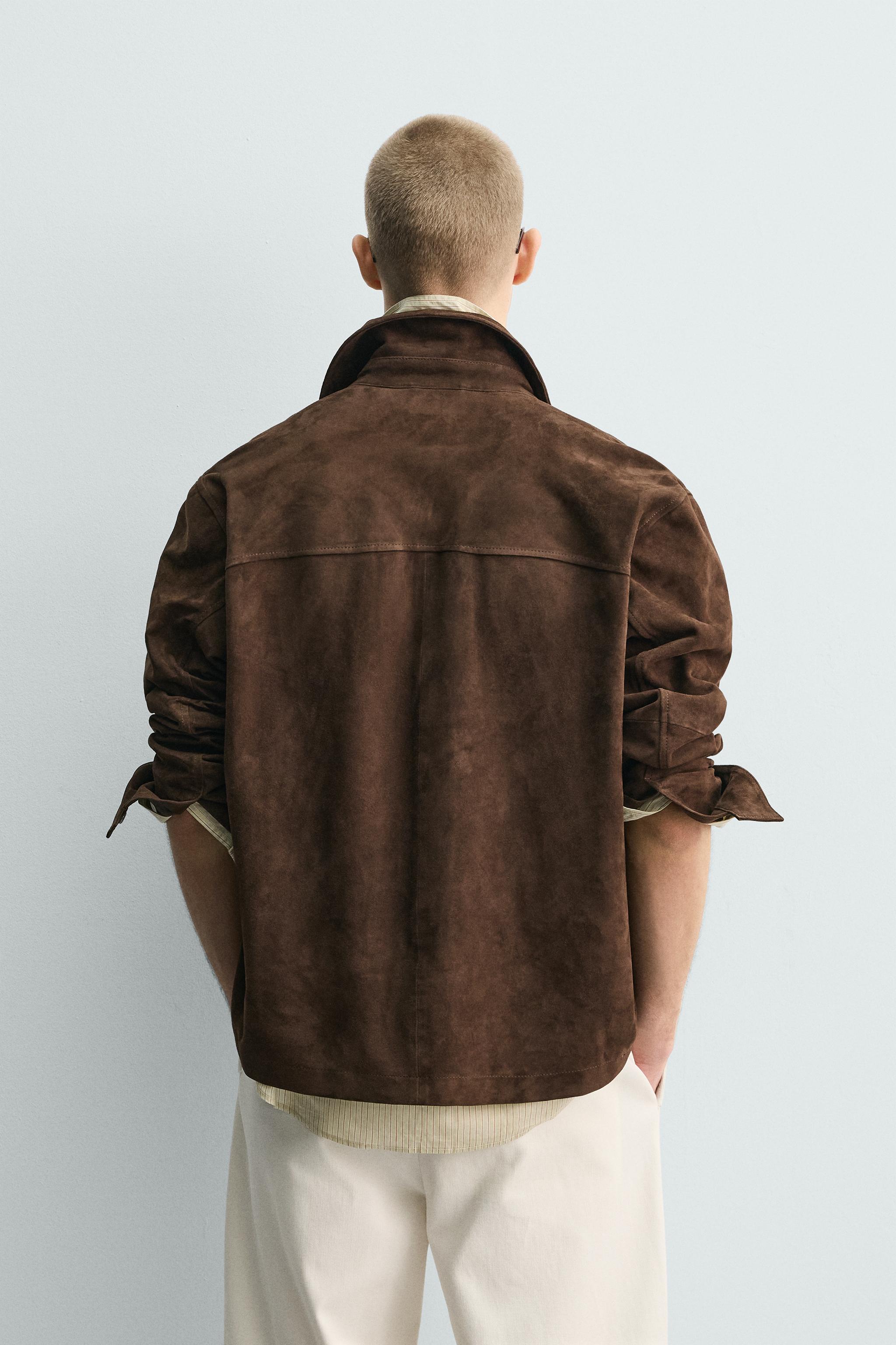 SURCHEMISE EN CUIR DAIM À POCHES